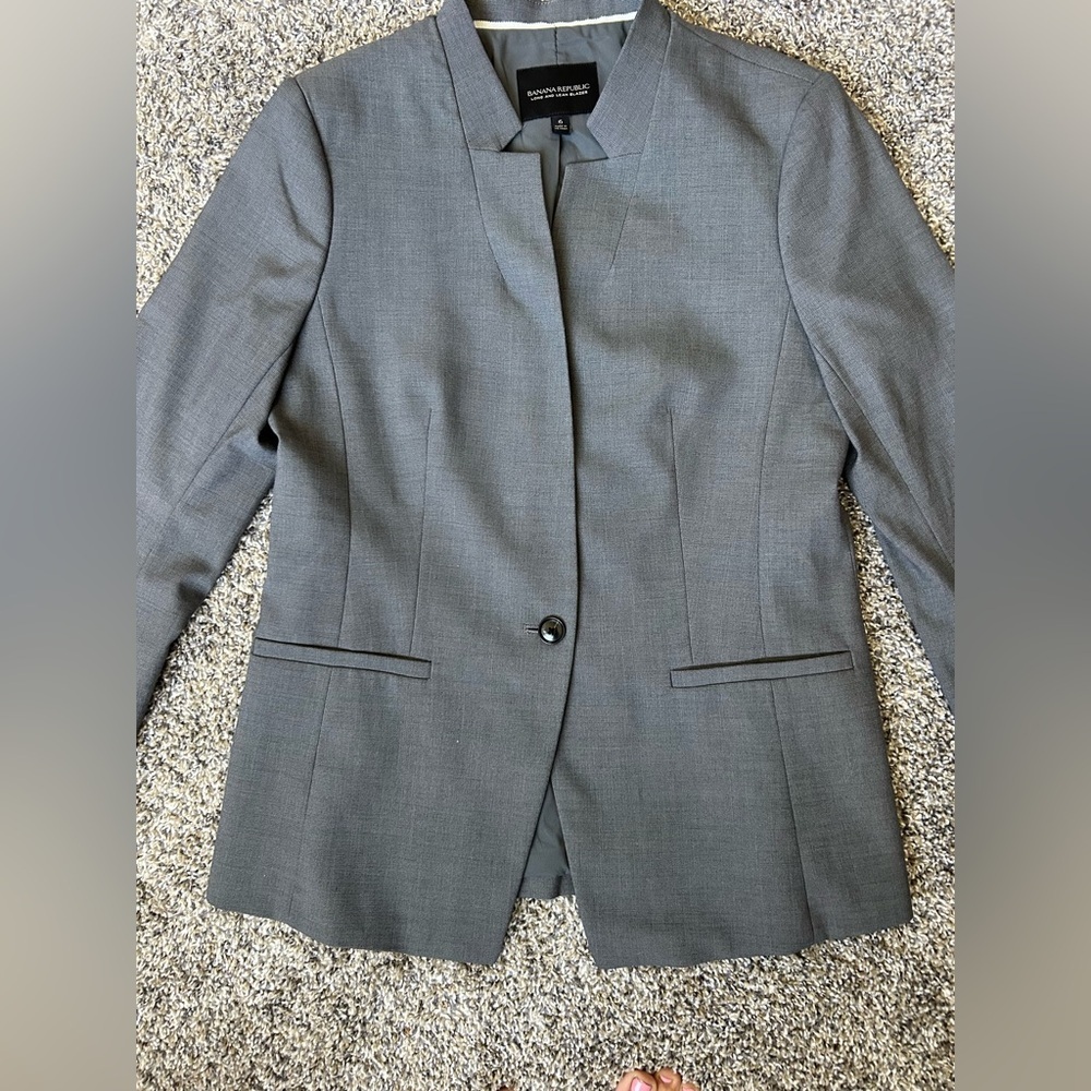Banana Republic Long and Lean Gray Women’s Blazer Size 6 - Picture 4 of 11
